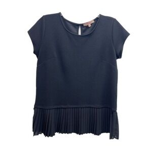 Vintage Green Envelope Top Blouse Size Large Black Crepe Stretch Made USA